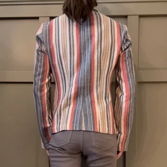 Anthropologie Porridge Multicolor Striped Cotton Blazer Jacket Size Medium - Picture 3 of 12